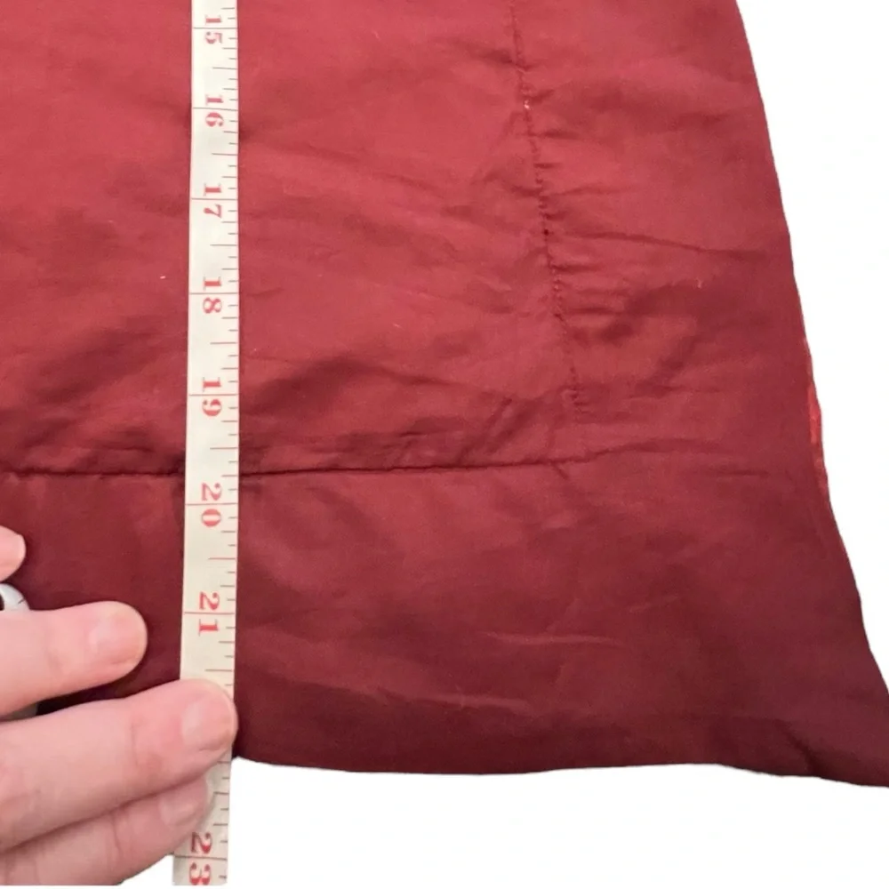 Red Satin Pillow Sham Standard Sz‎ Fits Pillow 26x20 Embroidered Dainty Florals